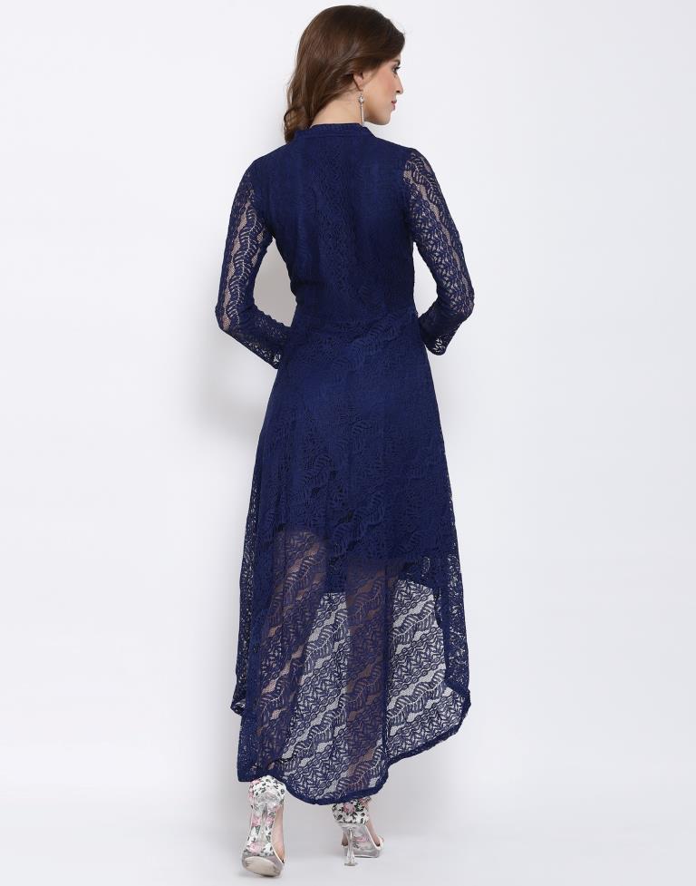 Blue Coloured Plain Russell Net Dress