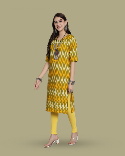 Lime Twist Zigzag Kurta 