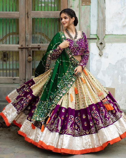 MULTI COLOR SOFT BUTTER SILK DIGITAL PRINTED LEHENGA CHOLI