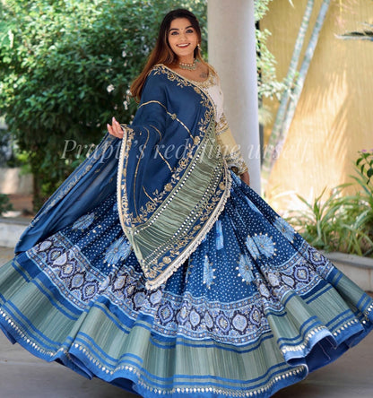 MULTI COLOR SOFT BUTTER SILK DIGITAL PRINTED LEHENGA CHOLI