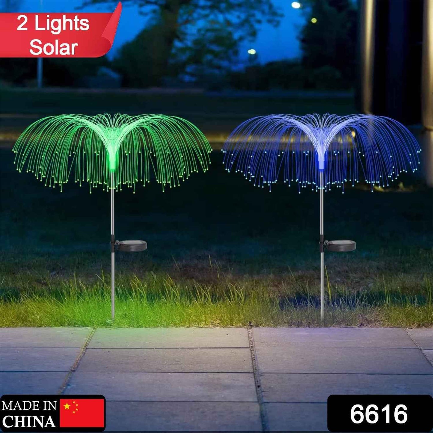 Solar Outdoor Lights – 7-Color Waterproof Jellyfish Like Firework Home Decor (2pcs)