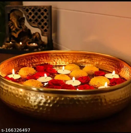 Kraphy Austin Round Hammered Traditional Potpourri Bowl Handcrafted Metallic Golden 