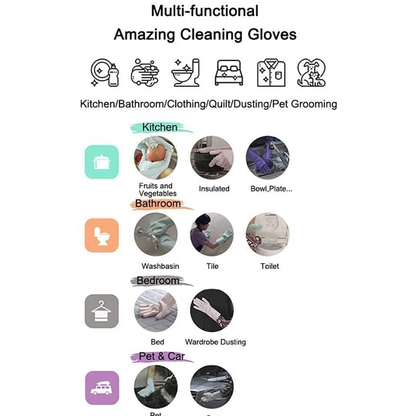 Reusable Silicone Cleaning Brush Scrubber Gloves (Multicolor)