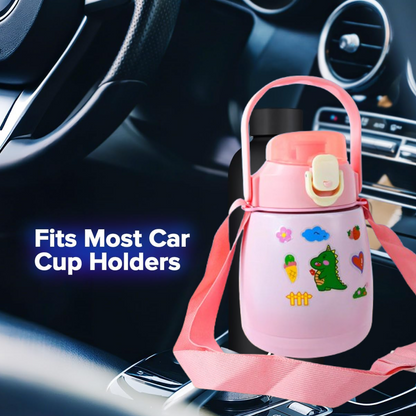 Stainless Steel Vacuum Insulated Water Bottle with Handle & Sticker (700 ML)