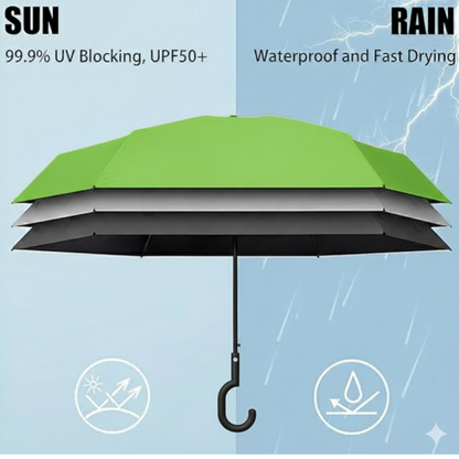 Foldable UV & Rain Umbrella with C-Shaped Handle – Kids (1 Pc / Mix Color)