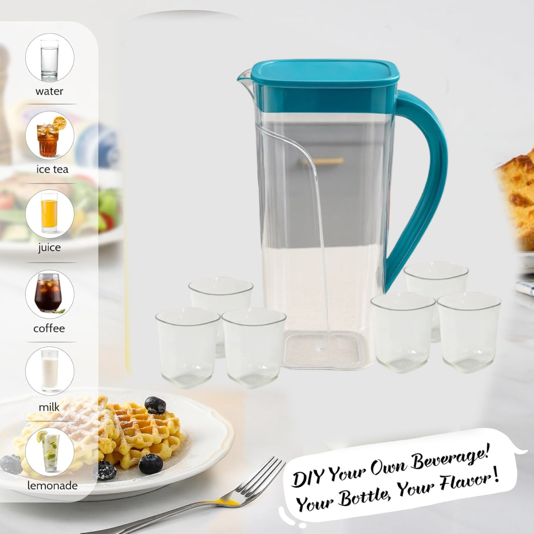 Supermom Plastic Marina Jug with 6 Glass Set