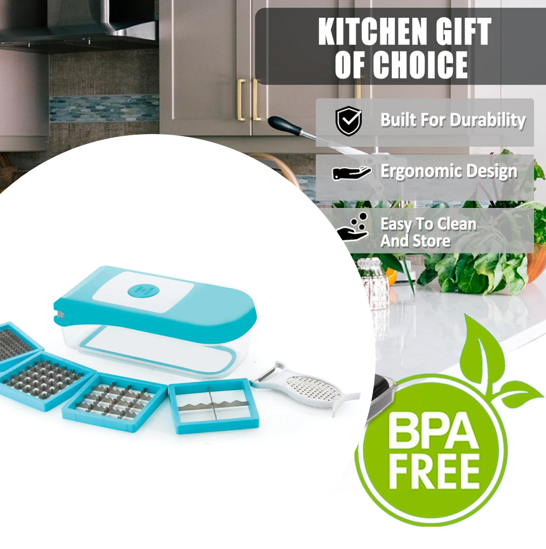 Ganesh 7 in 1 Plastic Vegetable Dicer, Blue