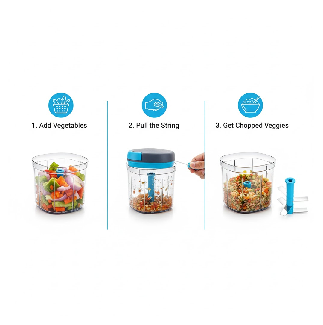 Ganesh Master Chopper with 5 Stainless Steel Blades, XL Large Jumbo Chopper (900 Ml)