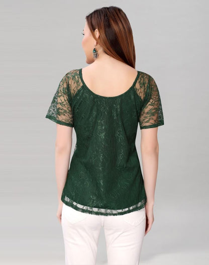 Green coloured Dyed Net Top