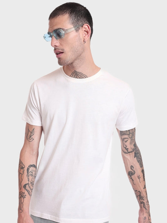 Men White Pure Cotton T-shirt