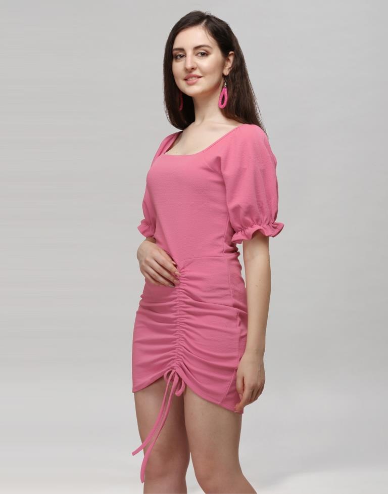 Pink Coloured Knitted Lycra Dress