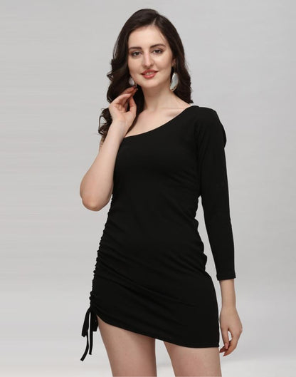 Black Coloured Knitted Lycra Dress