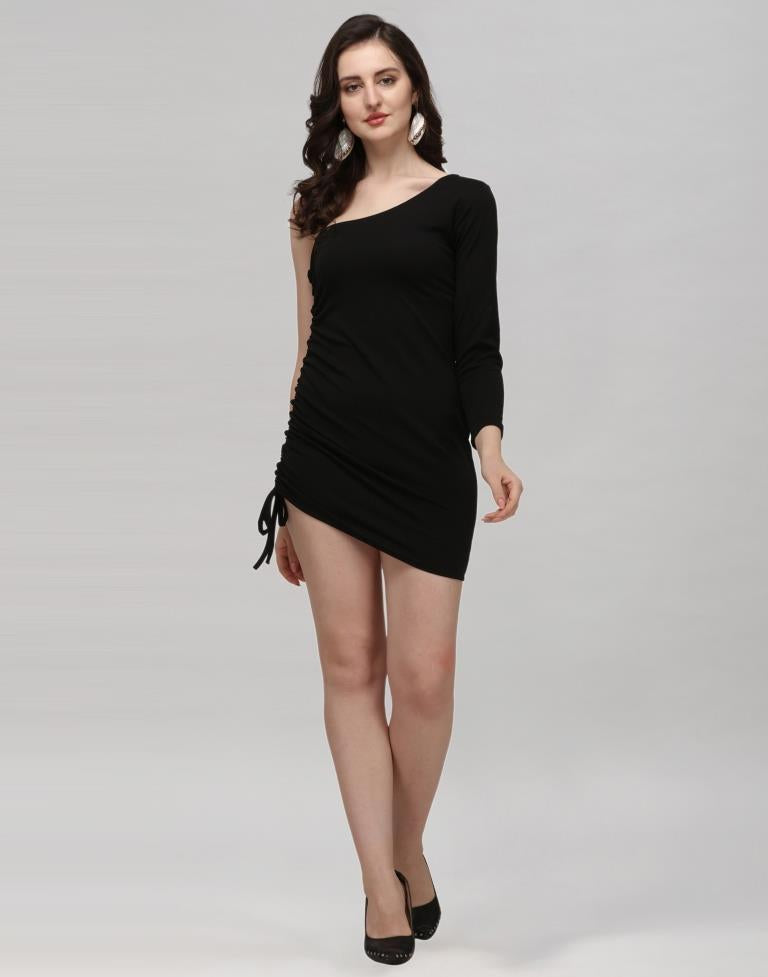 Black Coloured Knitted Lycra Dress