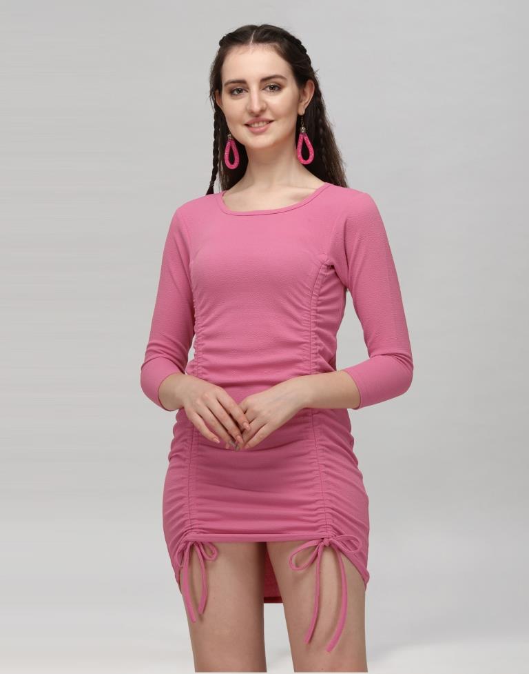 Pink Coloured Knitted Lycra Dress