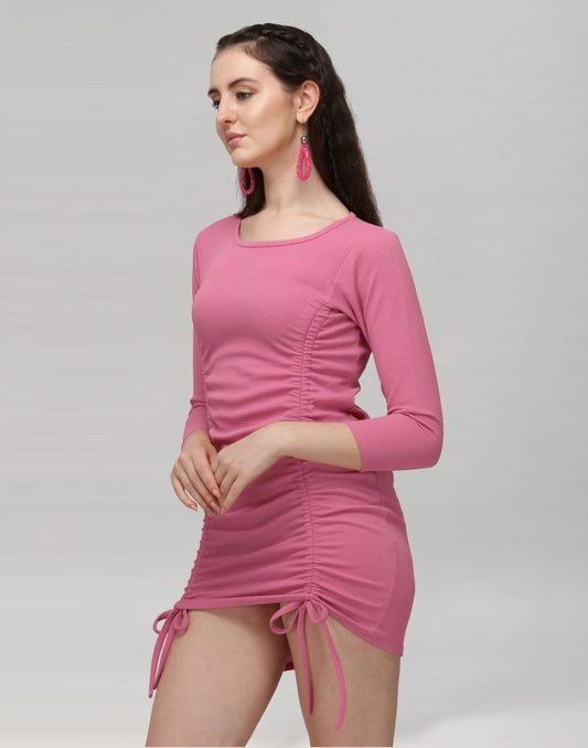 Pink Coloured Knitted Lycra Dress