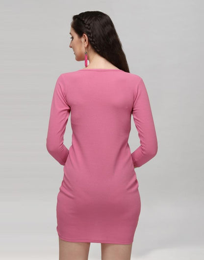 Pink Coloured Knitted Lycra Dress