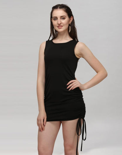 Black Coloured Knitted Lycra Dress