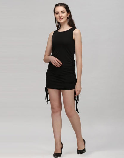 Black Coloured Knitted Lycra Dress