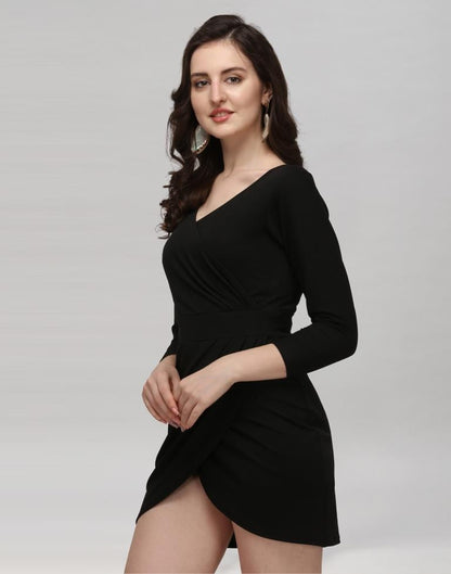 Black Coloured Knitted Lycra Dress