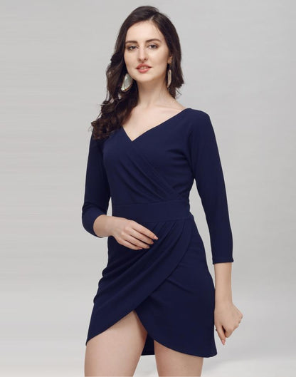 Blue Coloured Knitted Lycra Dress