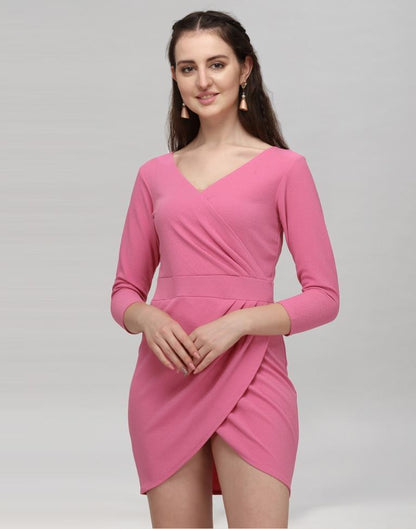 Pink Coloured Knitted Lycra Dress