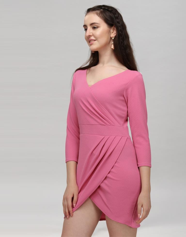 Pink Coloured Knitted Lycra Dress