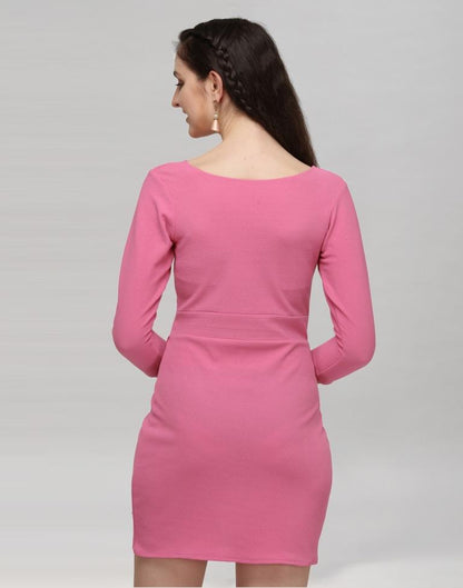 Pink Coloured Knitted Lycra Dress