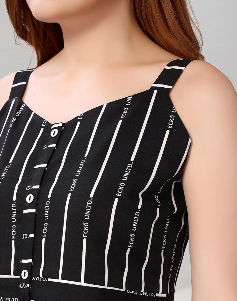 Black Coloured Crepe Printed Top 