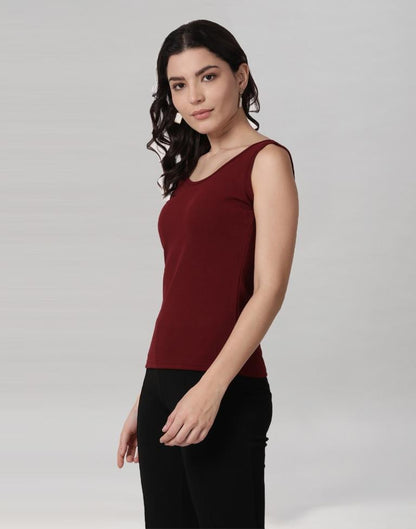 Maroon Coloured Lycra Knitted Top