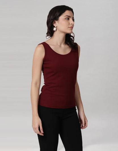 Maroon Coloured Lycra Knitted Top