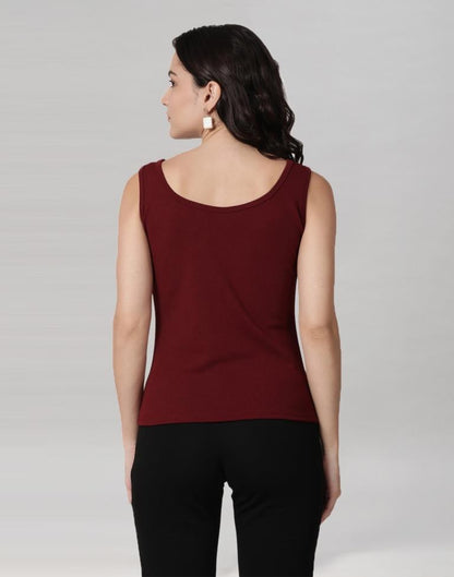 Maroon Coloured Lycra Knitted Top