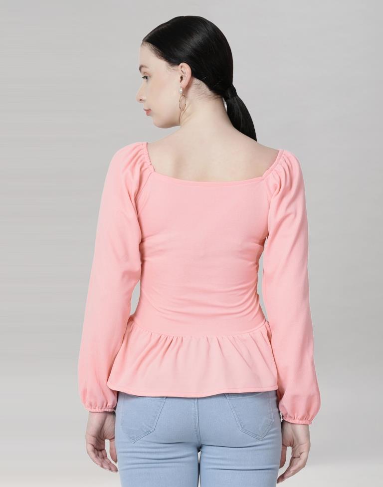 Peach Coloured Lycra Knitted Top 