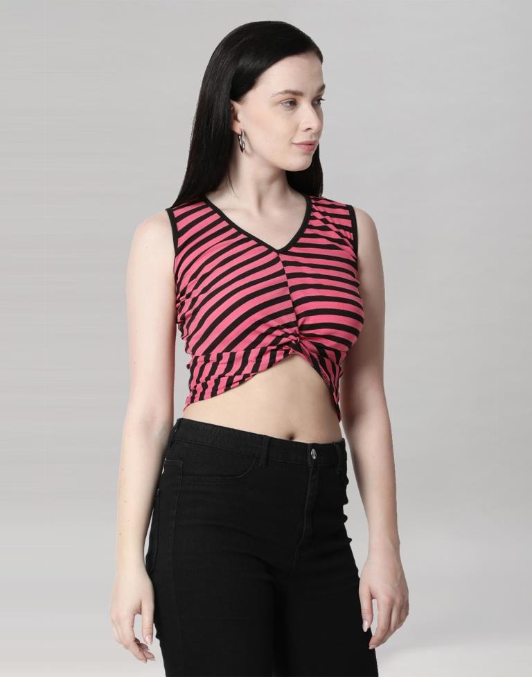 Hot Pink Coloured Lycra Knitted Top 