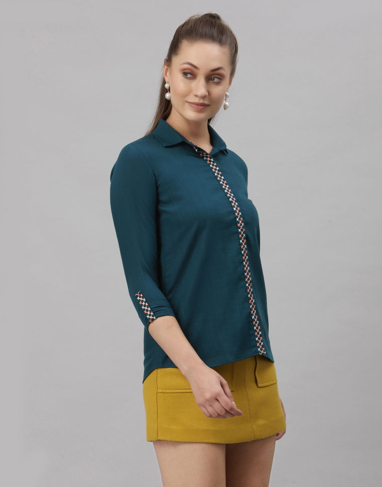 Teal Embroidered Top 