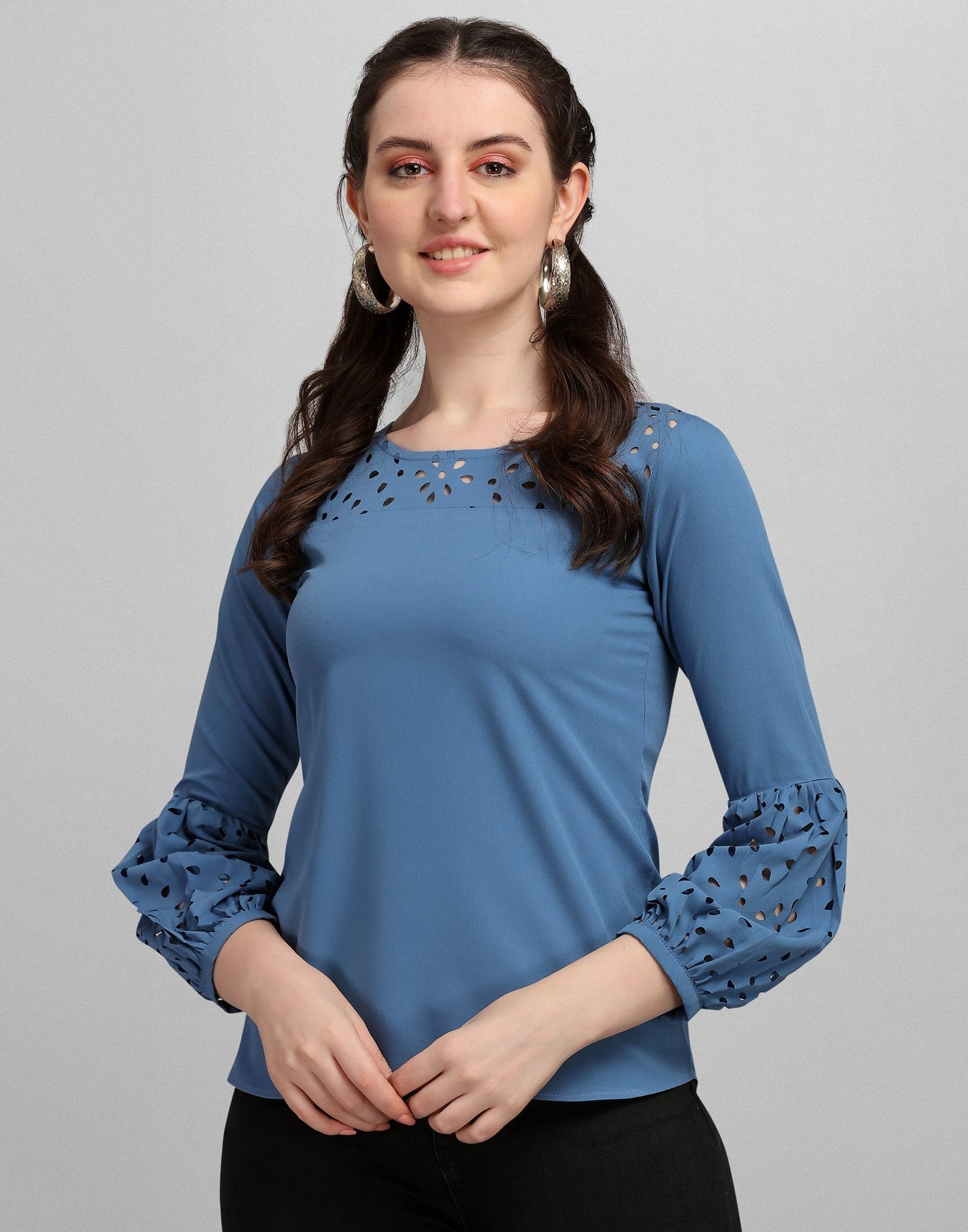 Blue Lacer Cut Top 