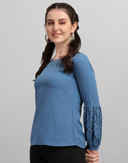 Blue Lacer Cut Top 