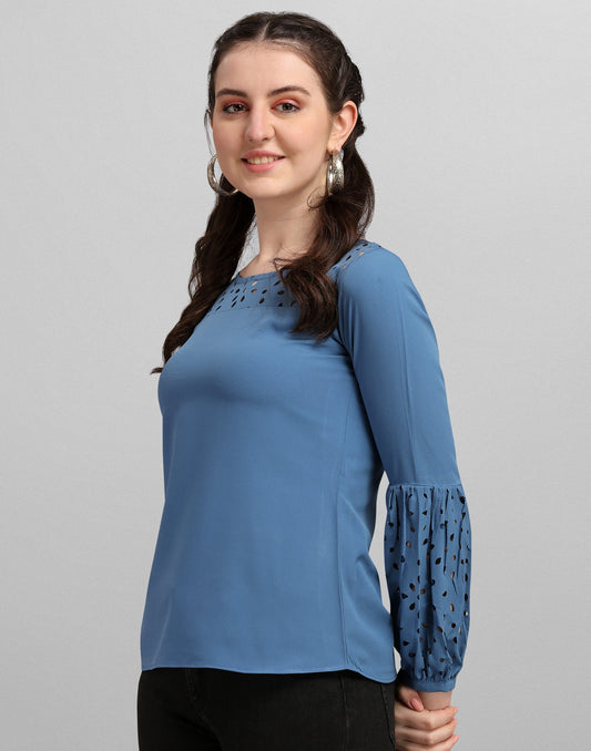 Blue Lacer Cut Top 