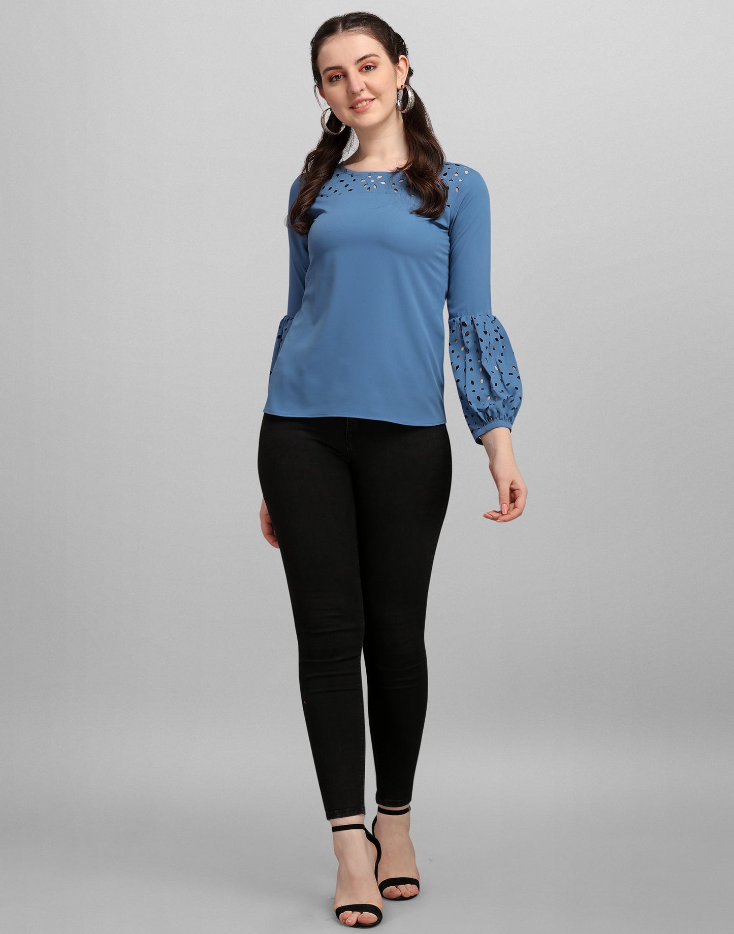 Blue Lacer Cut Top 