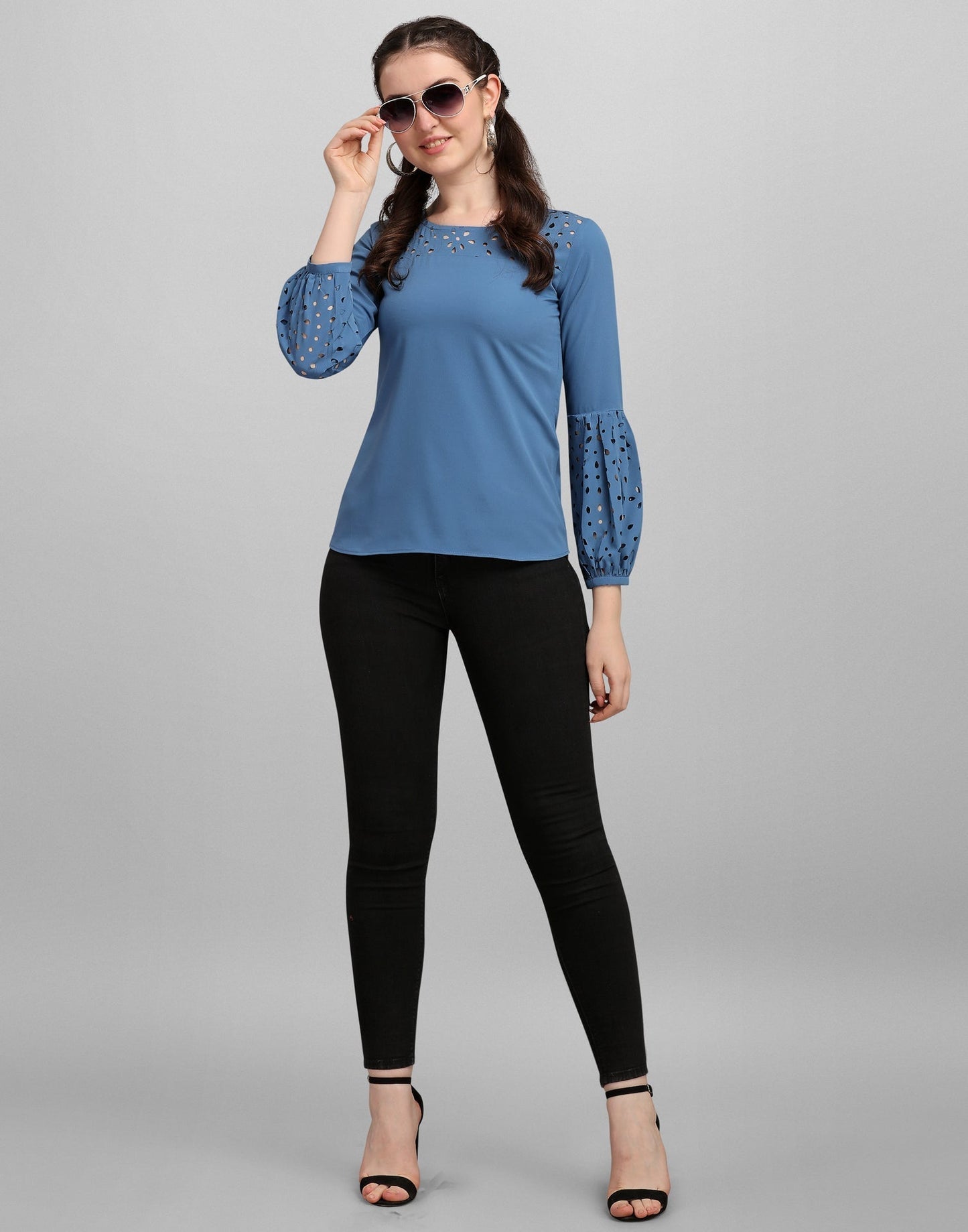 Blue Lacer Cut Top 