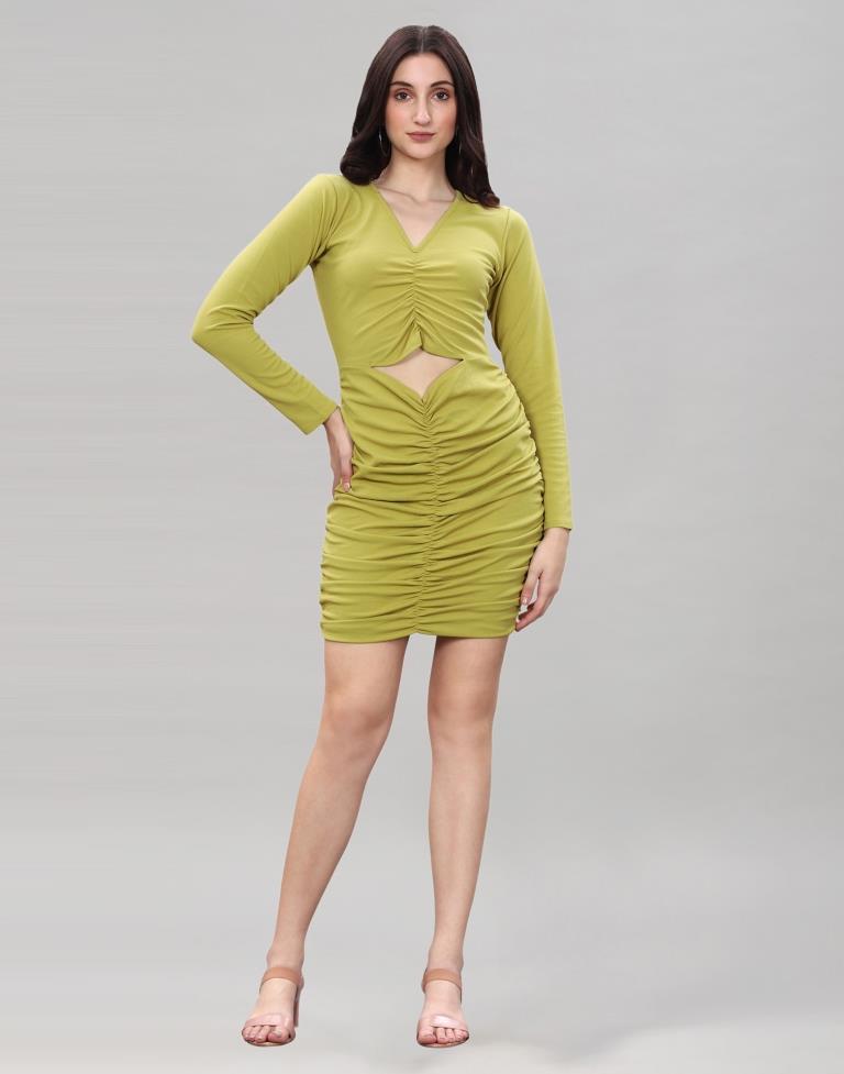 Pine Green Ribbed Bodycon Dress