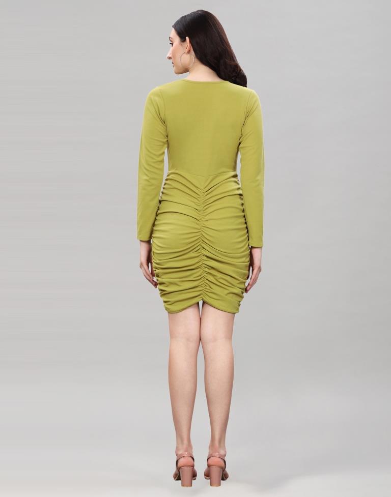 Pine Green Ribbed Bodycon Dress