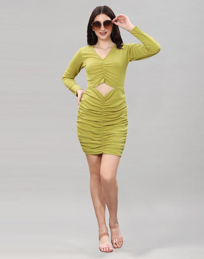 Pine Green Ribbed Bodycon Dress