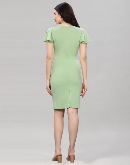 Pista Green Bell Sleeve Bodycon Dress 