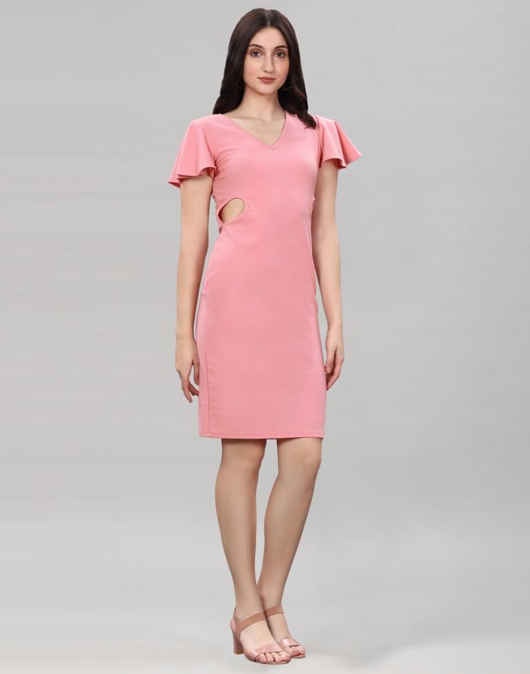 Peach Bell Sleeve Bodycon Dress