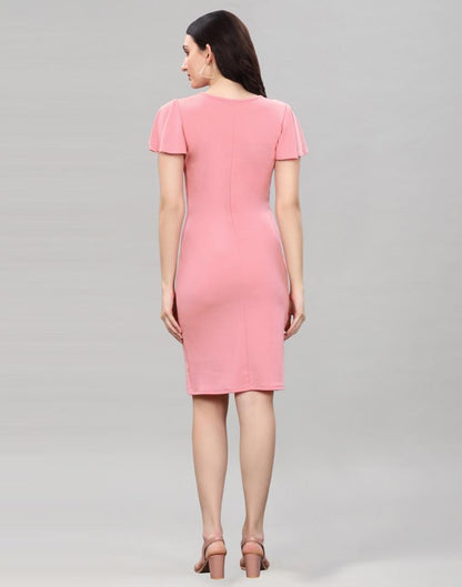 Peach Bell Sleeve Bodycon Dress