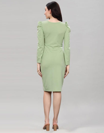 Pista Green Coloured Lycra Knitted Bodycon Dress