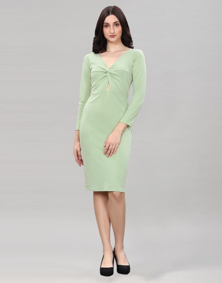 Pista Green Twist Knot Bodycon Dress