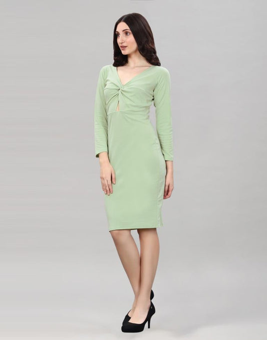 Pista Green Twist Knot Bodycon Dress