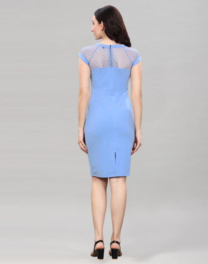 Light Blue Coloured Lycra Knitted Bodycon Dress