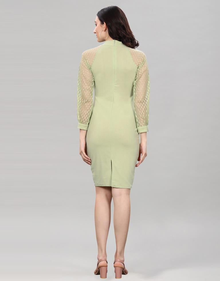 Pista Green Coloured Lycra Knitted Bodycon Dress